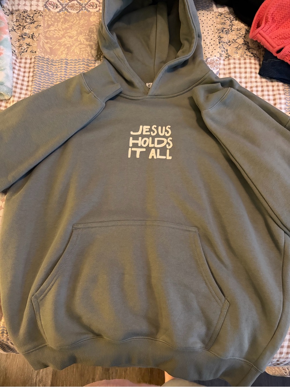 Elevated Faith Olive Green "Jesus Holds It All" Hoodie